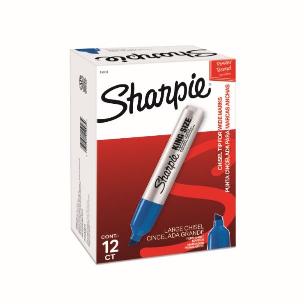 Marcador permanente King Size Sharpie Profissional Azul c/ 12 unidades