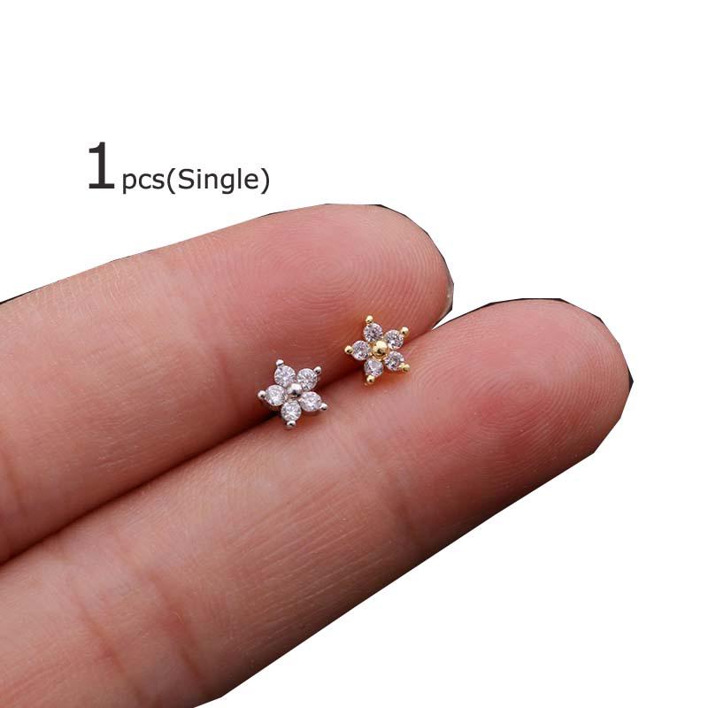 1 Peça Flor 20g Brincos Cartilagem Tragus Helix Piercing 6mm Comprimento