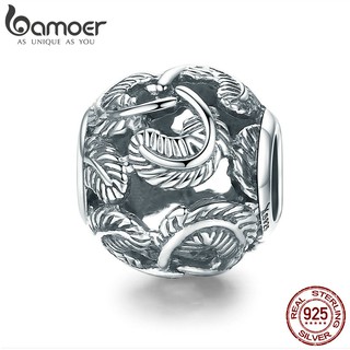 Bamoer Hot Sale 925 Sterling Silver Empilhável Penas Rodada Beads Charme fit Charm Bracelet & s Jóias DIY SCC810