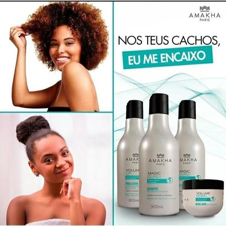 Kit Linha Cabelos Cacheados Magic Curly Amakha Paris Shopee Brasil