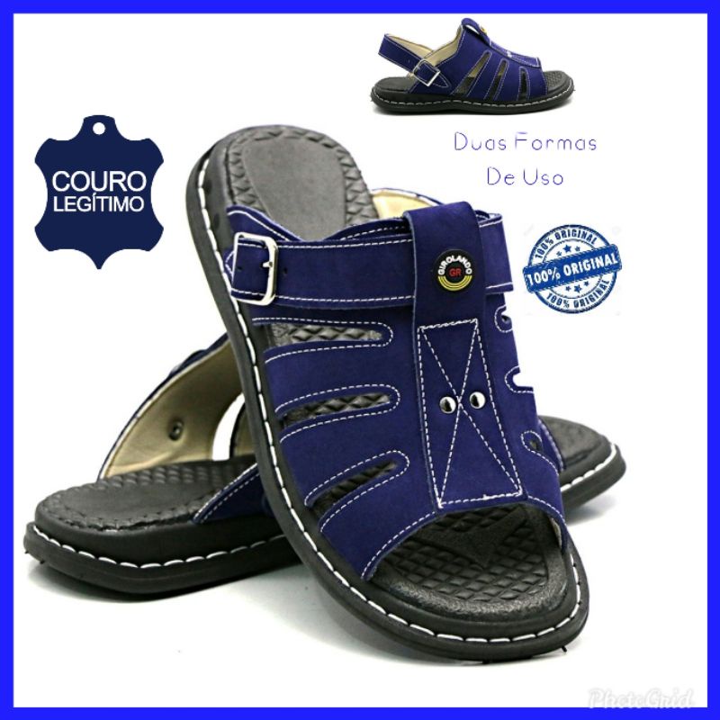 Sandália Couro Masculina Chinelo Masculino Anatômico Confortável 2 formas uso Sándalia para Dirigir em Oferta na Shopee