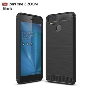 Asus Zenfone 3 Zoom ZE553KL Capa À Prova De Choque De Fibra De Carbono Tampa De Borracha De Silicone Textura Escovada