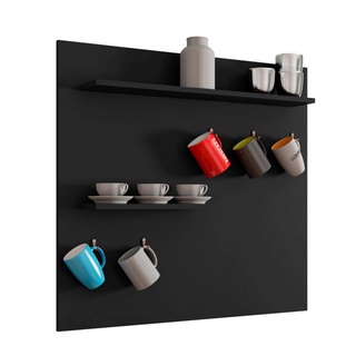 Painel 2 Prateleiras 5 Ganchos Cantinho do Café Preto Fosco Bechara