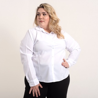 camisete branca camisa social feminina manga longa gabardine passa fácil direto da fábrica imperdível Imperdível