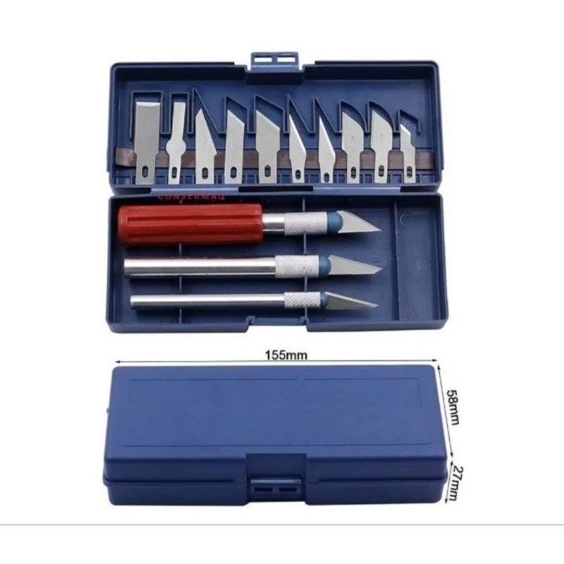 Kit Estilete Precisão 16 Peças ou Kit Estilete Multiuso com 3 Peças Lanmax