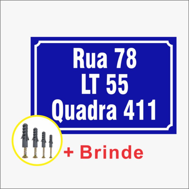 Placa Residencial Endereço 30x20cm