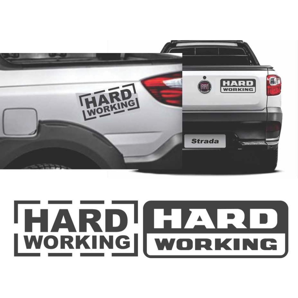 3 Adesivos Hard Working Fiat Strada