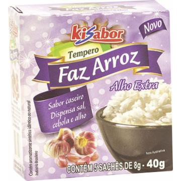 2 unidades TEMPERO KISABOR FAZ ARROZ 40GR ALHO EXTRA