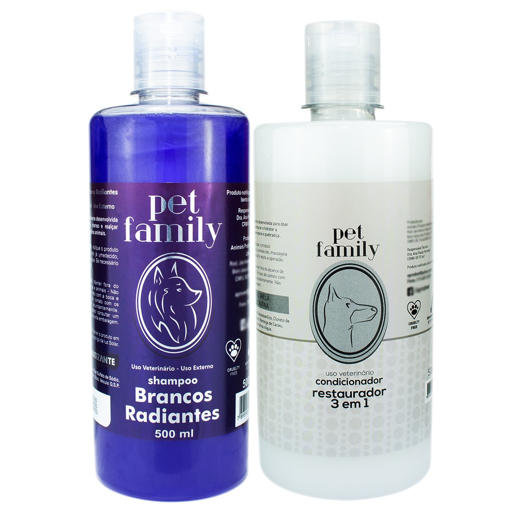 Combo Shampoo Branqueador Pet + Condicionador Restaurador 3x1 Para Cães