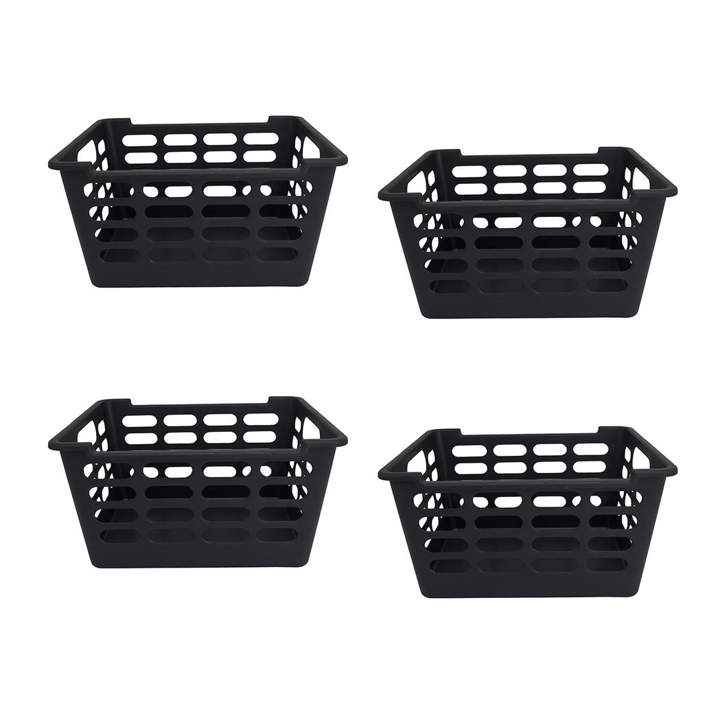 Kit 4 Cesto Multiuso Atenas Pequeno 25x15,5x29,5 Preto