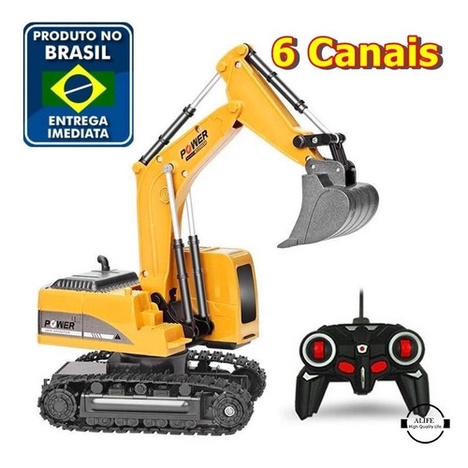 Trator Escavadeira Esteira Rc Controle Remoto 6 Canais