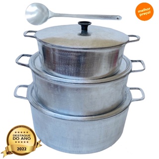 🥇Jogo De Panelas Grandes Alumínio Batido Fundido 26,28 + 30 🥄⚠️Oferta 🔥 em Oferta na Shopee