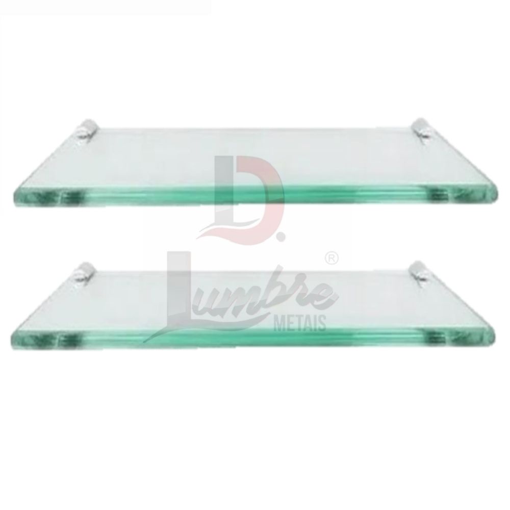 Kit Prateleira De Vidro Reto (10x30cm 2 Peças) Organizador De Box E Decoração De Ambiente