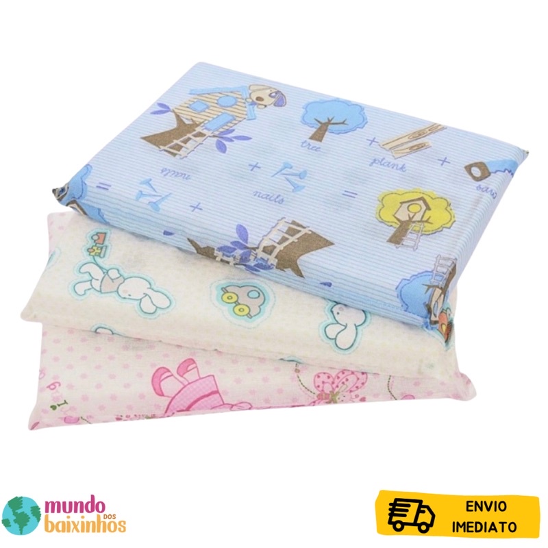 Travesseiro Bebê Antissufocante e Antialérgico Baixo Minasrey Liso ou Estampado