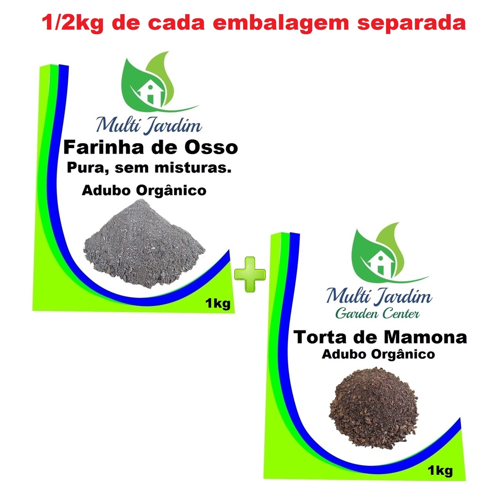 500gr Farinha Orgânica + 500gr Torta de Mamona - Adubo Orgânico Plantas Flores e Hortaliças