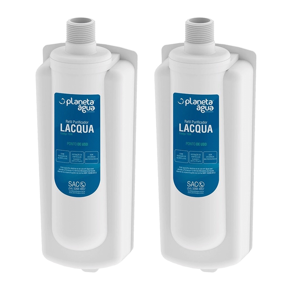Kit 2 Unidades Refil Filtro Planeta Água Lacqua Compatível Purificador de Água Latina PA, Purimix, Puri Ice, Puritronic