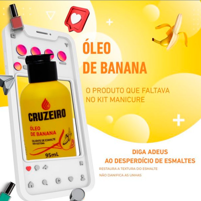 6 unid Óleo De Banana Cruzeiro Diluente De Esmalte 95ml