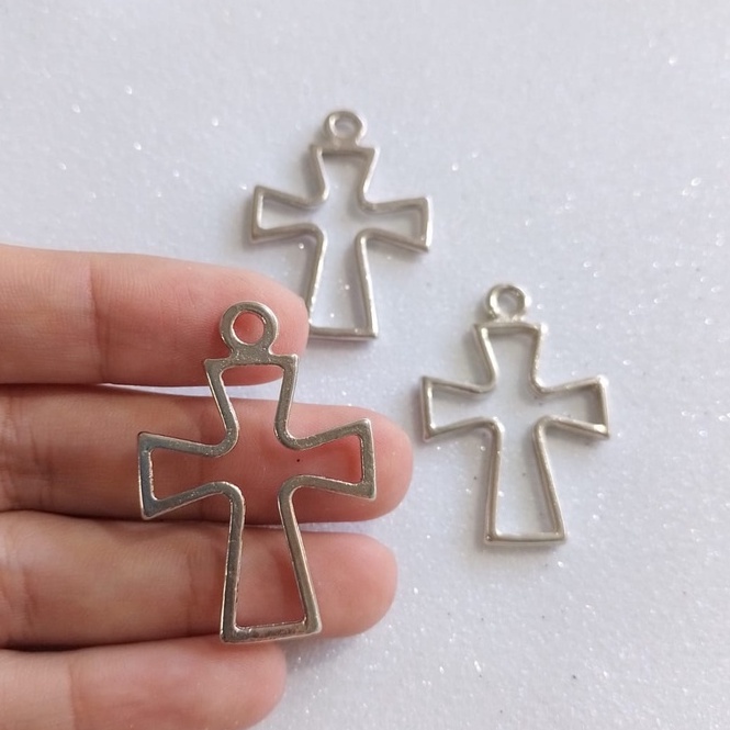 25 Crucifixo para Terço Cruz Vazada Níquel - Cruz para Terço - Terço Católico