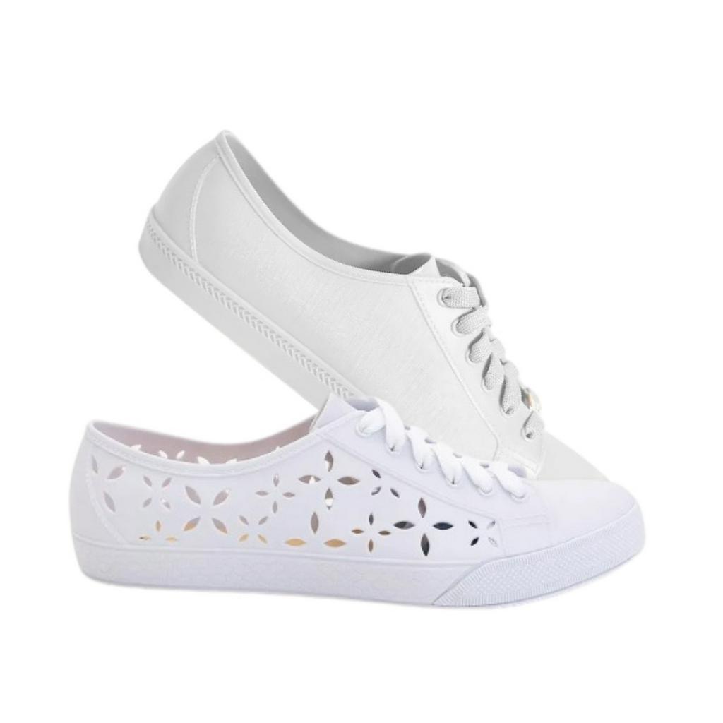 Combo Kit 2 Tênis Feminino Casual Branco Blogueira Promoção Siliconado Janahina Morena Enfermeira