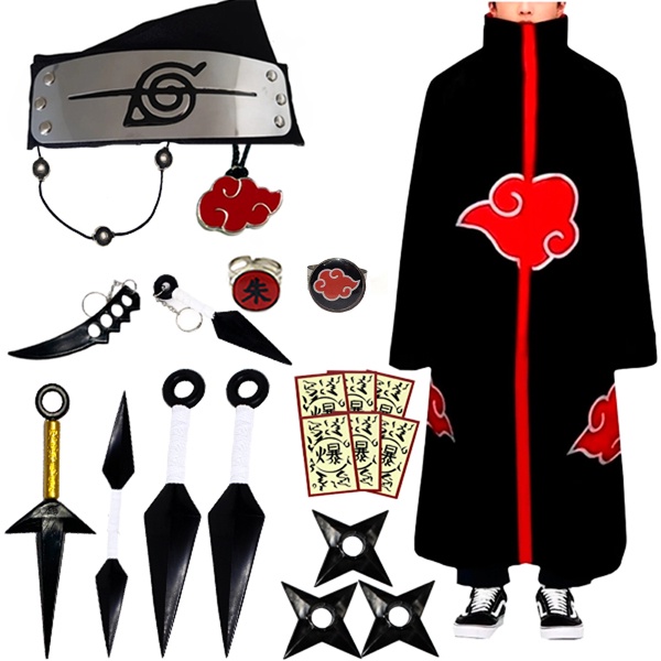 Mega Kit Naruto C/ Manto Akatsuki + 20 Itens Itachi