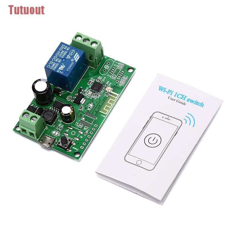 【 tutuout 】 5V-12V Auto-Travante Sonoff WiFi Módulo Relé De Interruptor Inteligente Sem Fio APP