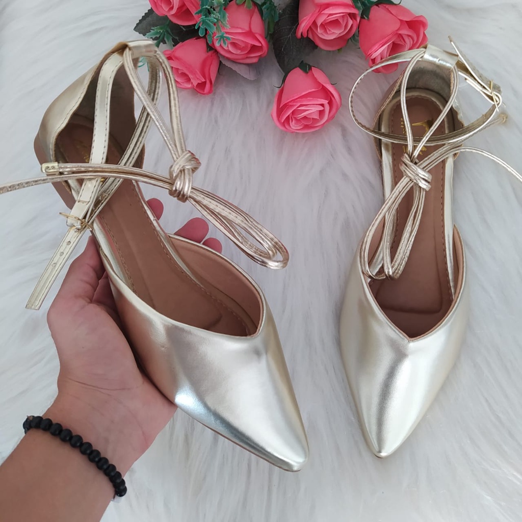 Sapatilha Feminina Salomé Mule Mariah Duas Opção De Amarrar Na Perna Confort Lançamento Promoção