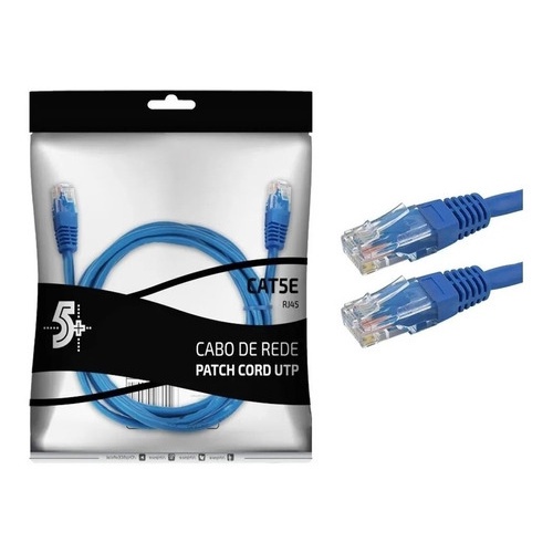 Cabo De Rede Rj45 5m Ethernet Patch Cord Cat5e Azul 5 Metros ...