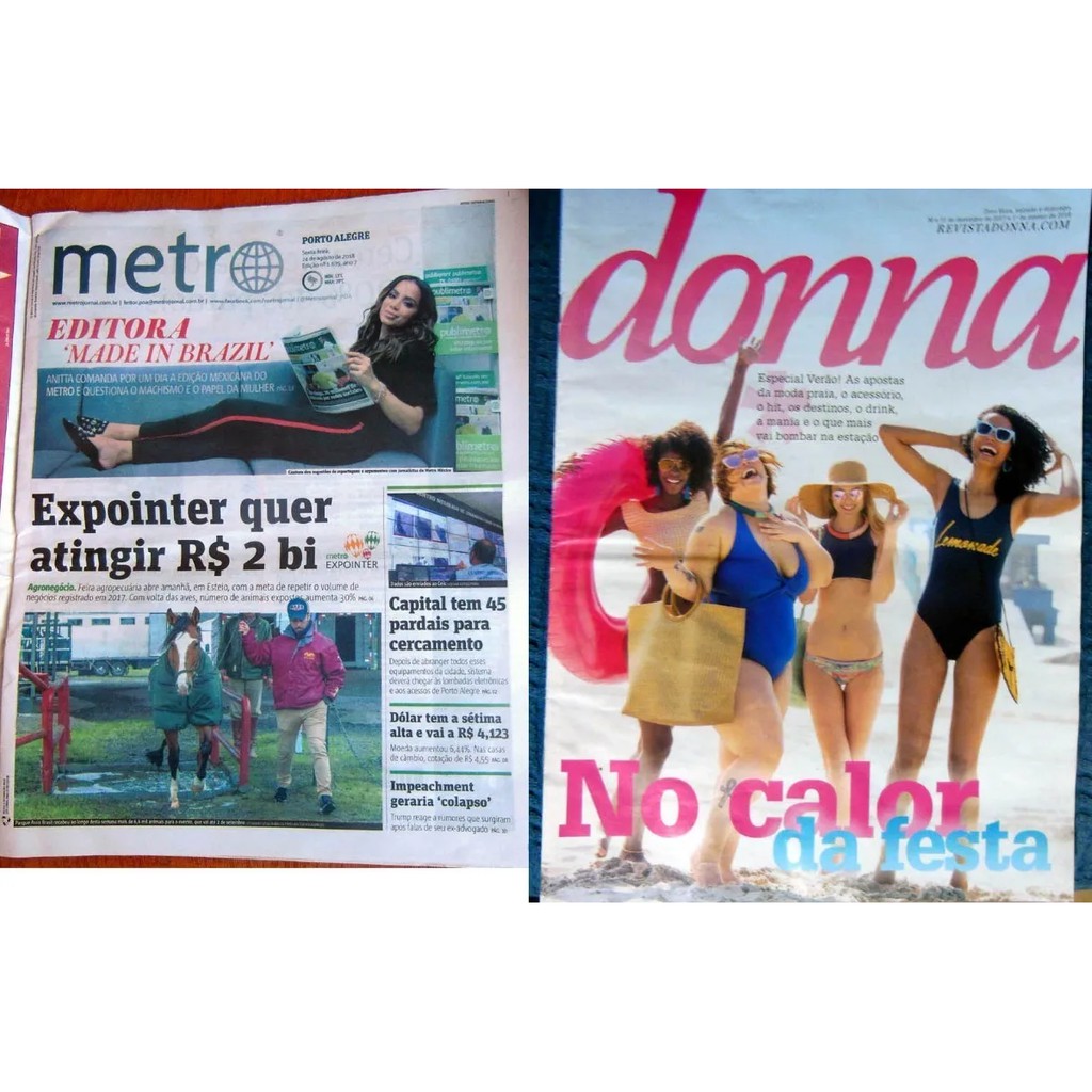 Anitta 8 Páginas Jornais Zero Hora Metro Diário Gaúcho 2017 e 2018