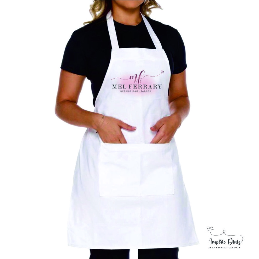 Avental Jaleco  Personalizado com sua logo Oxford Branco Unissex com bolso. Feminino Jaleco  Uso em Restaurante