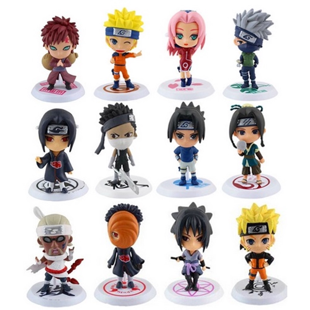 Boneco Miniatura Com Base Coleção Naruto Brinquedo Criança Pvc Sasuke Uchiha  I