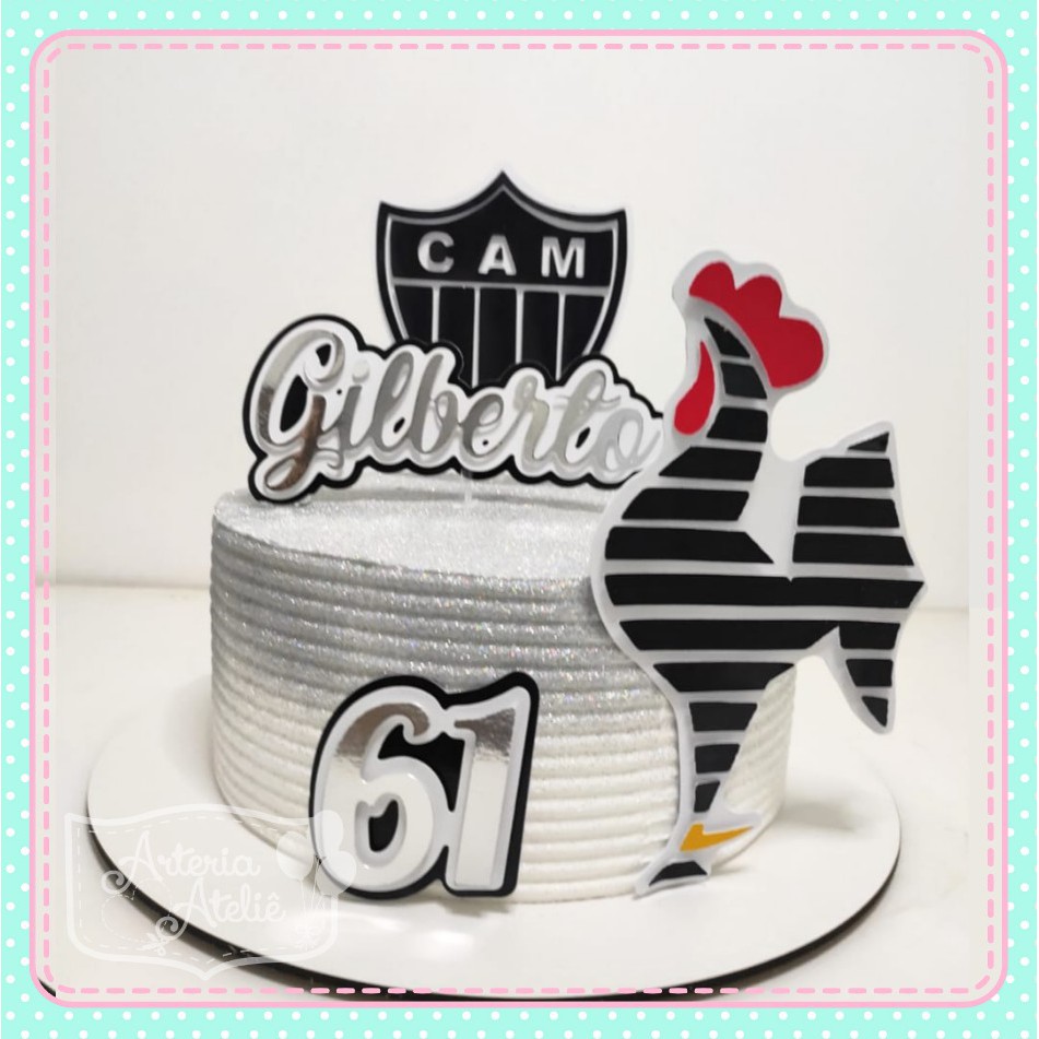 Topper Topo De Bolo Festa Aniversario Atletico Mineiro Galo Atletico Mg Shopee Brasil