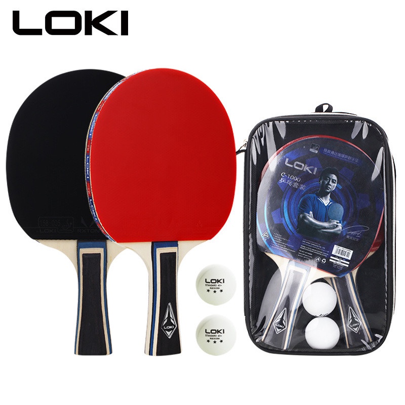 Conjunto De Raquetes De Tênis De Mesa Loki C1000 Ping Pong De 2 Pc Com 5 Lâminas De Madeira E Borrachas Aprovadas ITTF