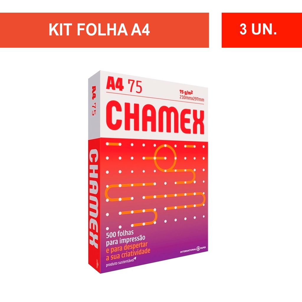 Kit C 3 Pacotes De Folha A4 Sulfite 21mmx297mm 75gm² Chamex Escorrega O Preço 9045