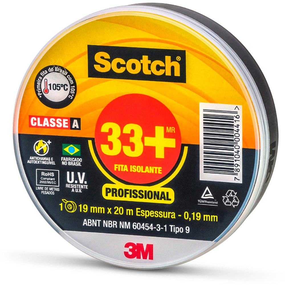 Fita Isolante 33+ Scotch 20 Metros x 19mm Preto 3M Profissional em Oferta na Shopee