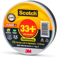 Fita Isolante 33+ Scotch 20 Metros x 19mm Preto 3M Profissional