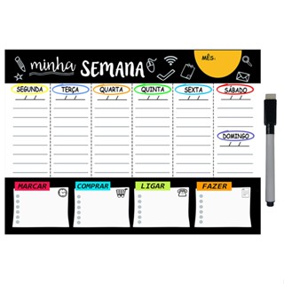 Quadro Planejador de Metal Semanal 20x26cm + Caneta em Oferta na Shopee