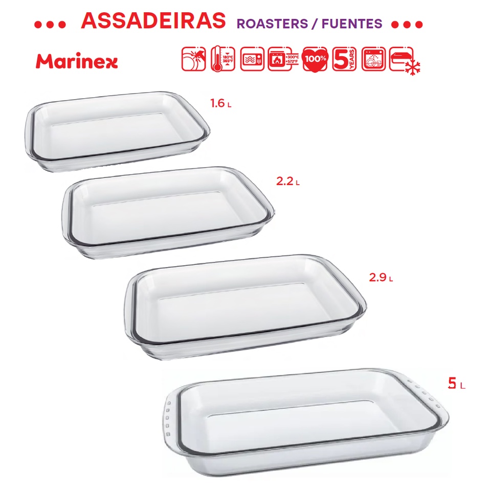 Assadeiras de vidro Marinex Retangular Celebrity
