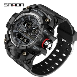 SANDA Relógio Digital Masculino Impermeável Militar Esportivo 3133