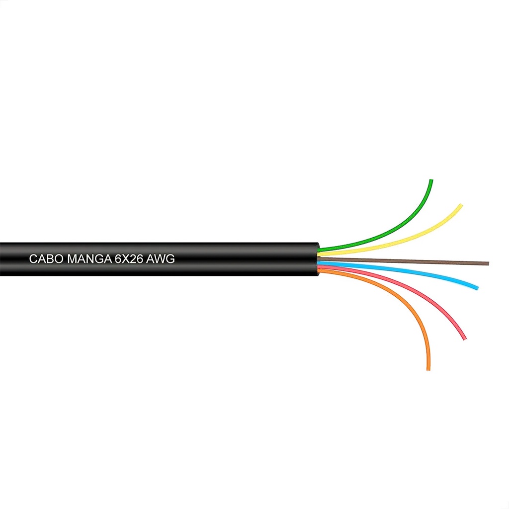 Cabo Manga 6x26 Awg - Sem Blindagem Preto - 40 Metros