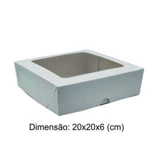 Caixa de papel presentes -Visor- 10 unidades-Branca-20x20x6 em Oferta na Shopee