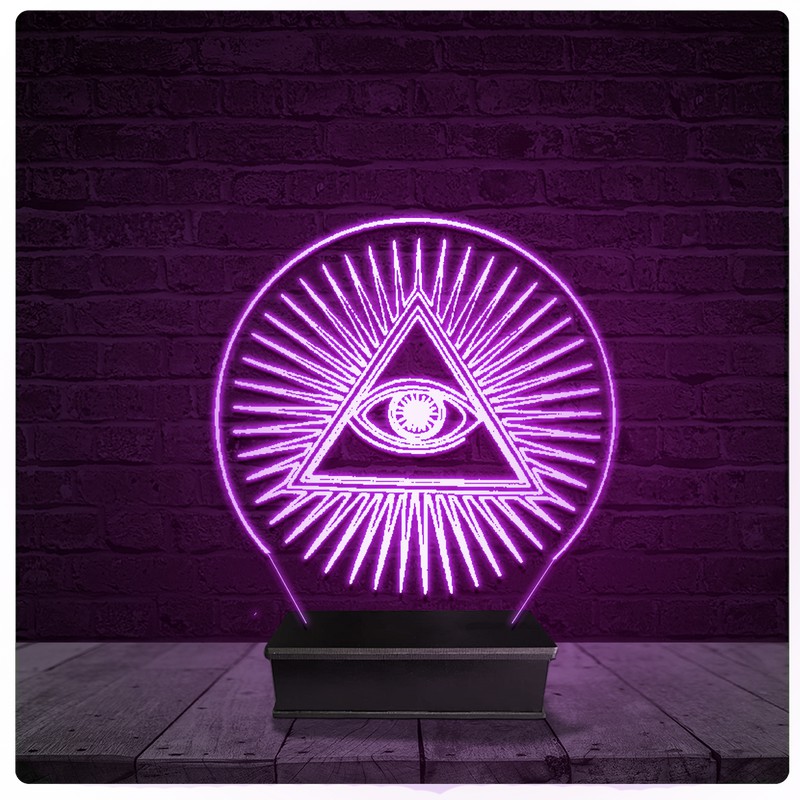Luminária e Abajur Acrílico Led - Maçonaria Olho Que Tudo Vê
