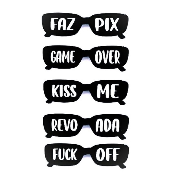 10 adesivos para óculos hype retro escrito lente de óculos tiktok 2022 Retro Vintage Retangular Hype Rap Moda Tiktok Kiss Me