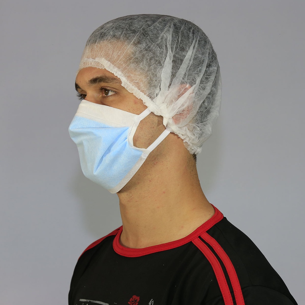 10 Máscaras TNT Azul Tripla Clip Nasal