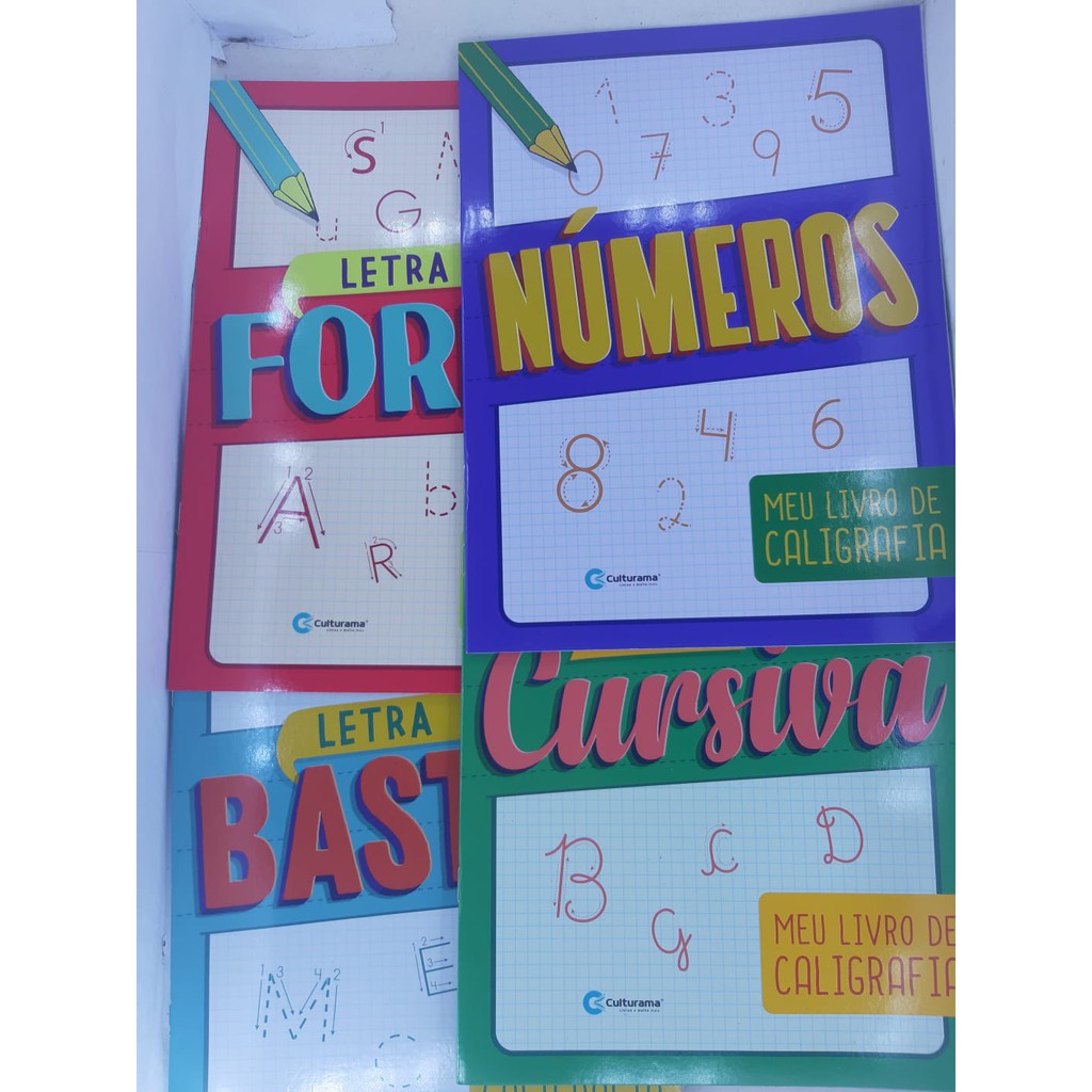 Meu Livro De Caligrafia Com Opção de 4 Livros = Números/Forma/Bastão/cursiva = ALFABETZAÇÂO em Oferta na Shopee