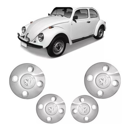 Jg 4pç Calota Centro Roda 4 Furos 130mm Vw Brasilia, Fusca