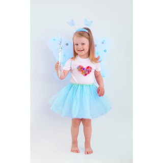 Fantasia Infantil Fada Winx Musa - Asa + Varinha + Tiara - Azul - Borboleta Até 16 Anos