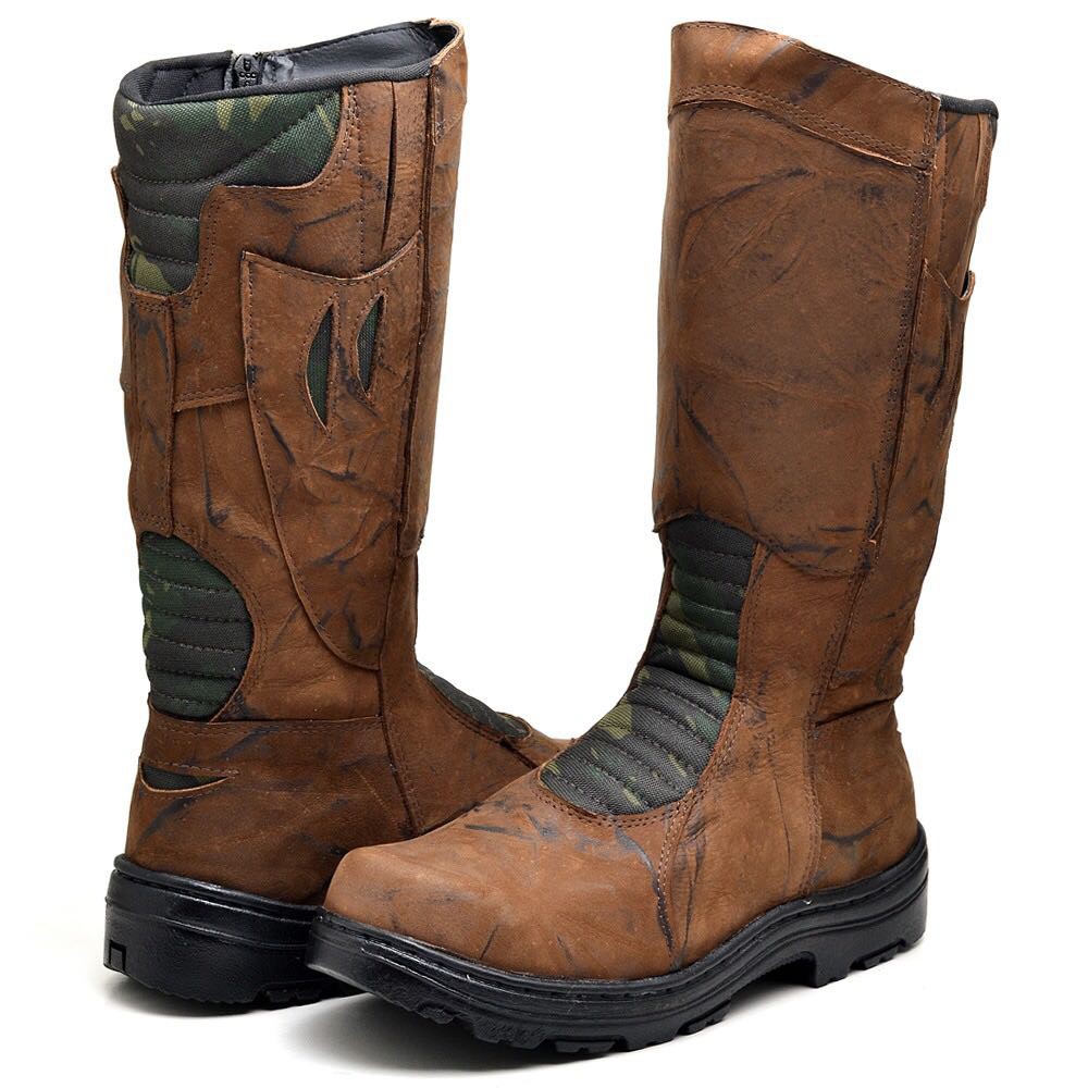 Bota Coturno Pantaneira Caça e Pesca Anti Picadas Couro