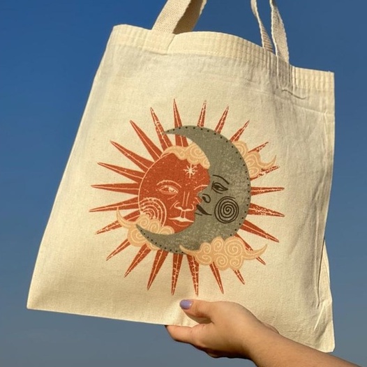 Bolsa Feminina Praia Ecobag Sol e Lua Vintage