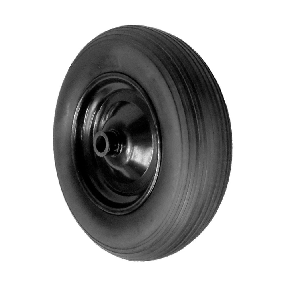 Roda Maciça 350x8 PU Super Elástica Anti Furos para Carrinho Mão Plataforma Armazém Carriola