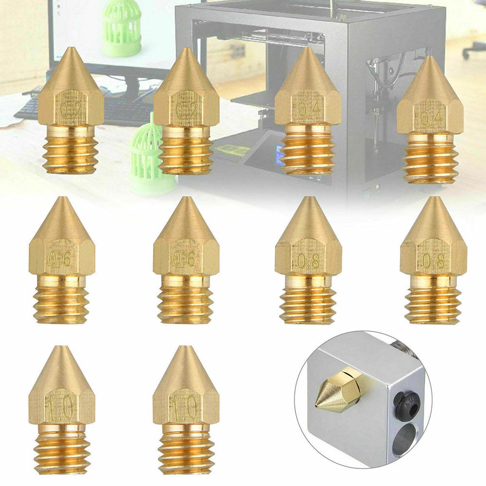 19X MK8 Extruder Nozzle 0.2~1.0mm For Makerbot Creality CR-10 Ender 3D Printer A 
